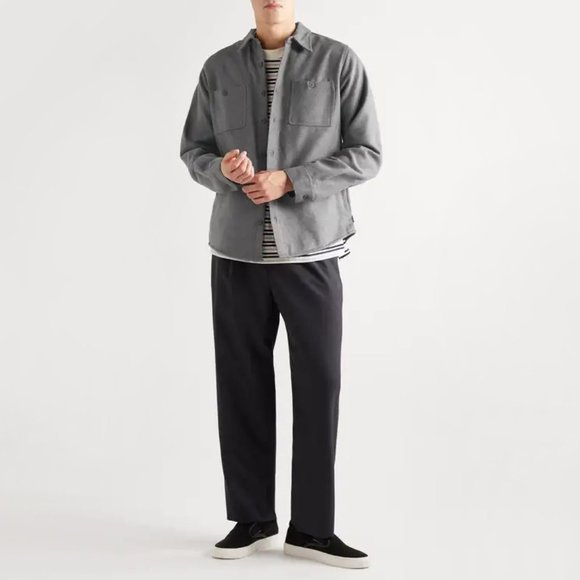 ONIA | Grey Mélange Brushed Flannel Shacket | NWT - Picture 4 of 7